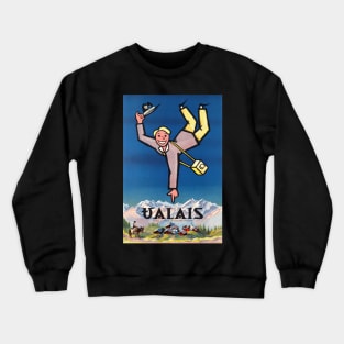 Valais, Switzerland, Ski Poster Crewneck Sweatshirt